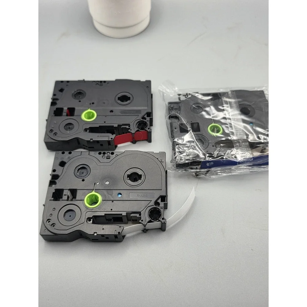 Brother P-Touch TZe 12mm .47 Label Tape Lot White Wine Red Gold Black 4 Cassette